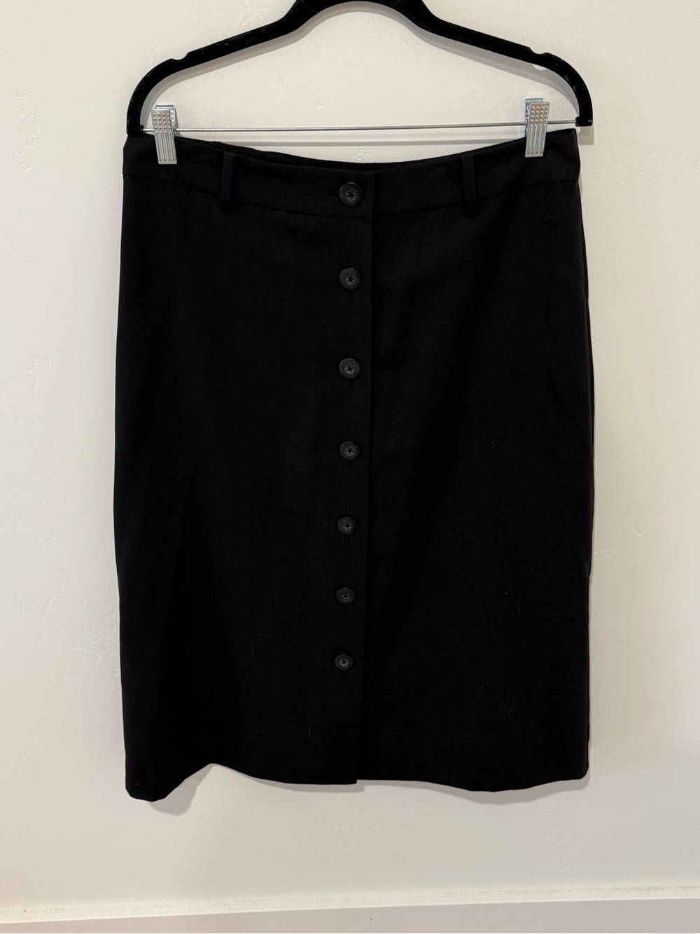 J.Jill Womens Black Button-Front Pencil Skirt 10 Wool Work Office Career Classic